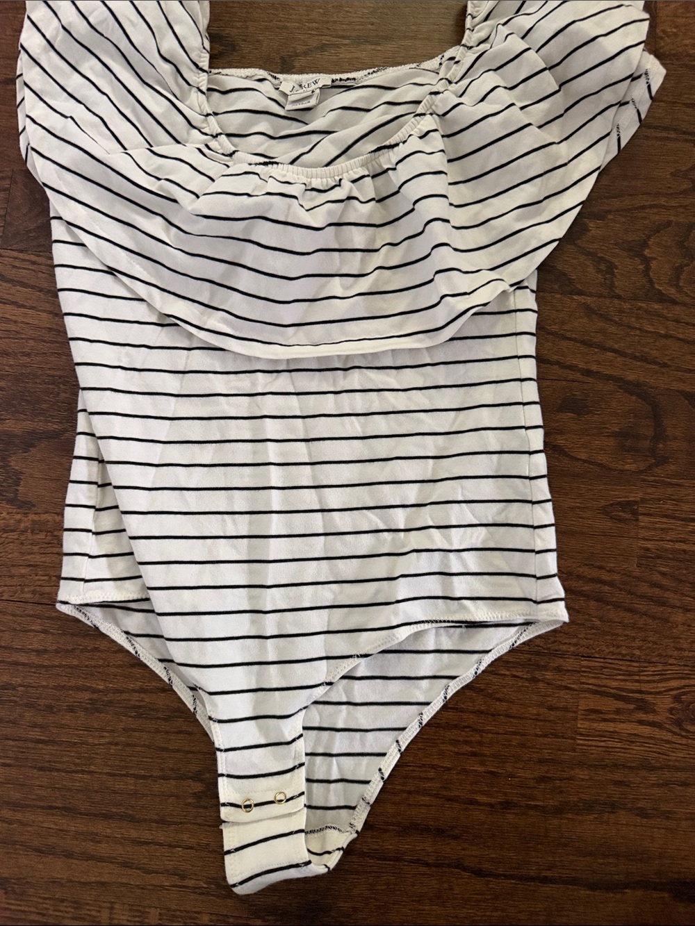 Striped Off-Shoulder Ruffle Bodysuit - Picture 3 of 3